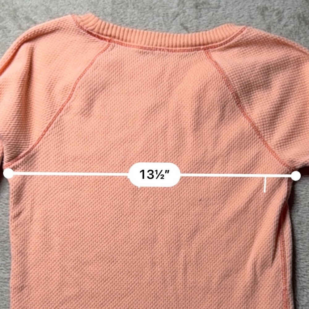 Free People Orange Waffle Knit Thermal Top Crochet Small Boho Western Festival - Picture 4 of 4
